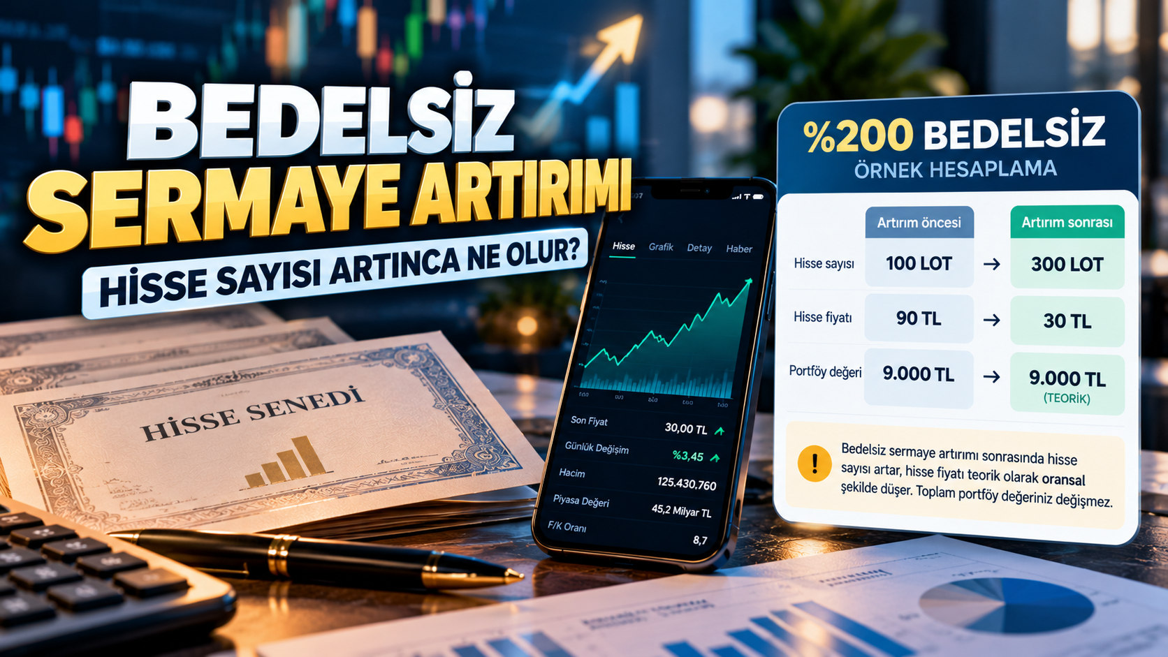 Bedelsiz sermaye artırımı lot ve fiyat hesabı