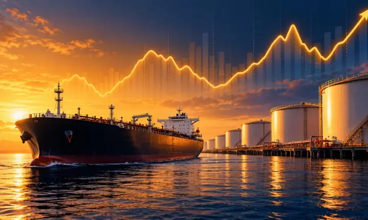 Petrol fiyatları ve deniz taşımacılığını temsil eden yapay zekâ illüstrasyonu