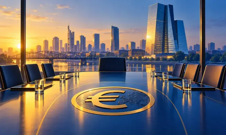 Avrupa merkez bankacılığında yönetim değişimini temsil eden yapay zekâ illüstrasyonu