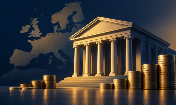 Avrupa bankacılığını ve finansal sonuçları temsil eden yapay zekâ illüstrasyonu