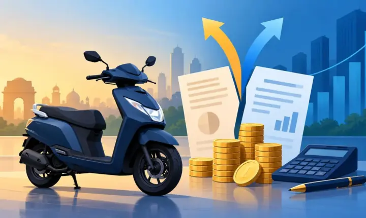 Motosiklet ve tüketici finansmanını temsil eden insan içermeyen yapay zekâ illüstrasyonu